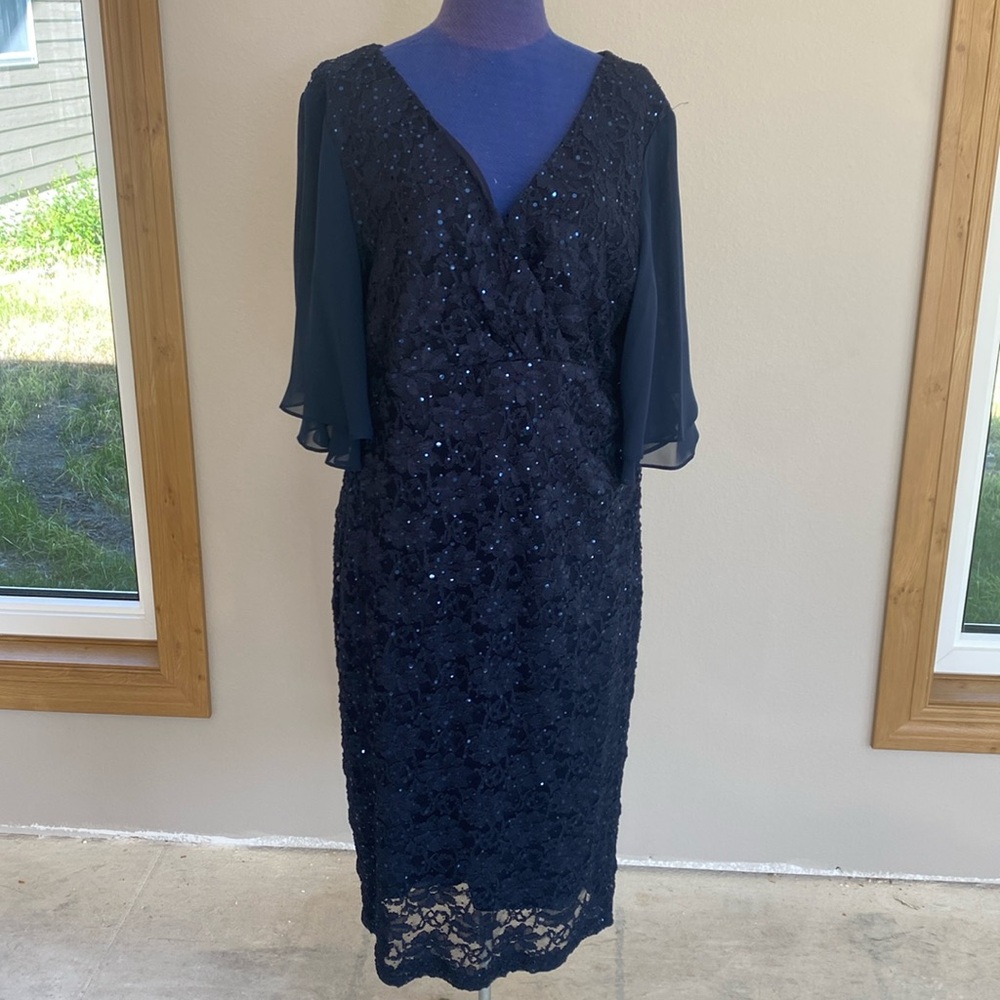 Navy mid length dress - Size 16 - Mother of the groom